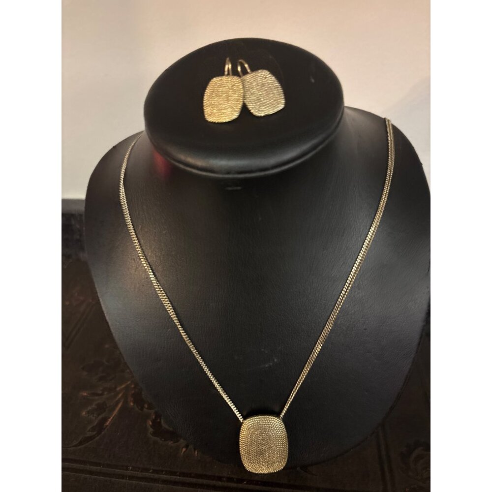 Monet Vintage Gold-Toned Mesh Double Strand Necklace & Earrings Set